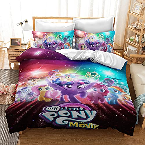 YINGD Bettbezug-Set für Einzelbett und My Little Pony Friendship is Magic, Anti-Falten-Bettwäsche, 200 x 200 cm
