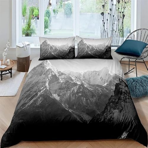 CHCHNXY BettwäSche 200x220,Schneeberg 100% Microfaser 3D Print Bettbezug Mit 2 Kissenbezug 80x80cm Mit Reißverschluss,Weich Und Angenehme Bettwäsche Set Für Erwachsener