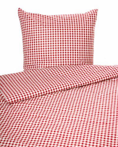 Bettwäsche Landhaus Karo rot kariert Bauern 155x220 cm + 80x80 cm 20 mm Karo
