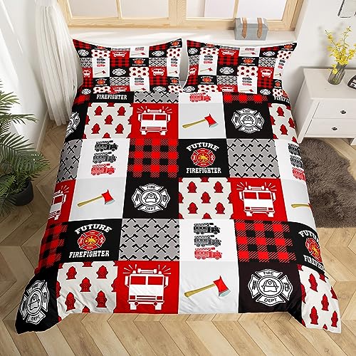  LKW Bettbezug 135x200,Cartoon Motoren Bettwäsche, geometrische Gitter Patchwork Tröster Abdeckung, Mode Quilt Cover, 1 Kissenbezug