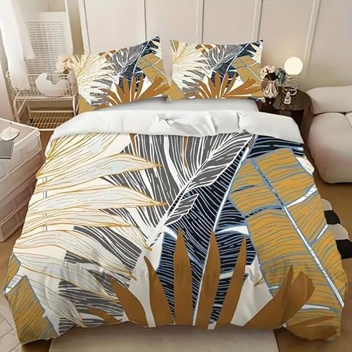 Bettwäsche 155x220 Anlage Bettbezug Elegantes Baummuster Bettwäsche Sets Mikrofaser, 1 Bettbezüge 2 Kissenbezüge 80x80 cm, Bettwaesche 3 Teilig Mit ReißVerschluss