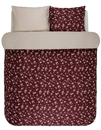 ESSENZA Marc O'Polo Bettwäsche Set Zuri Wine Red Weinrot Wendedesign 100% Baumwolle Satin Modernes Blumen Kirschblüten Design, Größe:200x200 cm + 2 x 80x80 cm