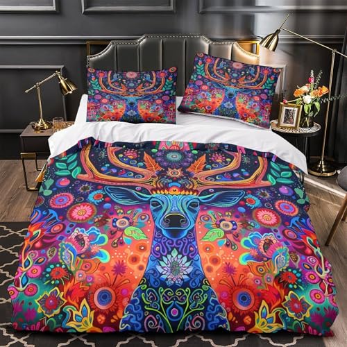 VOXYTMLWG Leuchtend Leopard Druck Mikrofaser Hautfreundlich 3D-gedrucktes Bettwäsche 3 Stück Colorful Abstrakt Bettbezug mit Reißverschluss for Erwachsene,Kinder,Männer ,Fans Double?200x200cm?