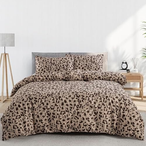 LYJKLST Bettwäsche 200x200 3teilig Bettbezug Braunes Leopardenmuster - Bettwäsche-Sets 200 x 200 cm mit 2 Kissenbezüge 80x80cm, ÖKO-TEX Bettwäsche Bedding Leopard mit Reißverschluss Braun LYJKLST Bettwäsche 200x200 3teilig Bettbezug Braunes Leopardenmuster - Bettwäsche-Sets 200 x 200 cm mit 2 Kissenbezüge 80x80cm, ÖKO-TEX Bettwäsche Bedding Leopard mit Reißverschluss Braun