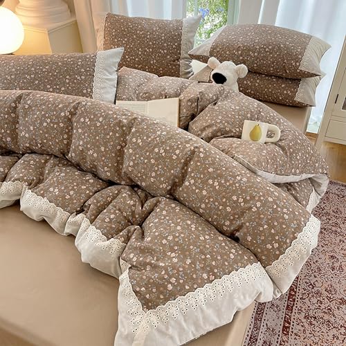 GETIYA Mädchen Damen Bettwäsche 135x200 4teilig Baumwolle Bettwäsche Blumen Blümchen Bettbezug mit Dekorative Spitzenbesatz Blumen Deckenbezug mit 2 Reißverschluss Kissenbezug 80x80 GETIYA Mädchen Damen Bettwäsche 135x200 4teilig Baumwolle Bettwäsche Blumen Blümchen Bettbezug mit Dekorative Spitzenbesatz Blumen Deckenbezug mit 2 Reißverschluss Kissenbezug 80x80