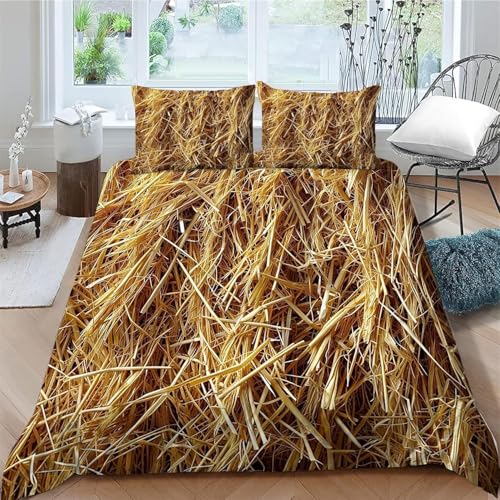 Stroh Bettwäsche 135x200 Gelbes Stroh Bettwäsche Set, 3D Bettbezug Set Weich Microfaser Bettbezüge 2 Teilig Landhaus Wendebettwäsche für Einzelbett, mit 1 Kissenbezug b109 Stroh Bettwäsche 135x200 Gelbes Stroh Bettwäsche Set, 3D Bettbezug Set Weich Microfaser Bettbezüge 2 Teilig Landhaus Wendebettwäsche für Einzelbett, mit 1 Kissenbezug b109