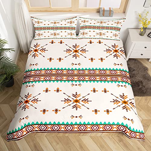 Azteken Muster Bettbezug Set 135x200,Pfeile Boho Tribal ethnische Bettwäsche Set,Geometrische abstrakte Patchwork Tröster Abdeckung,Bunte einzigartige Quilt Cover,1 Kissenbezug