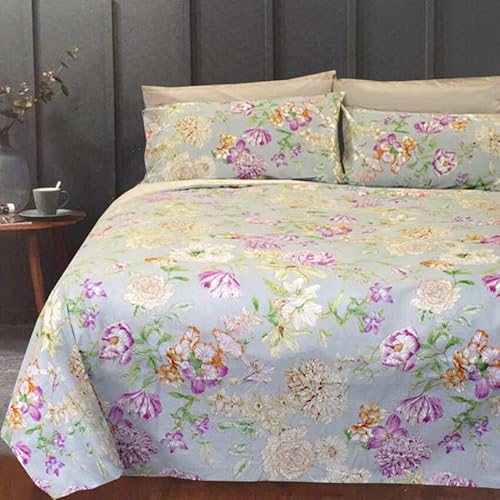 Zucchi - Bettwäsche-Set für Maxi und 2 Kissenbezüge, Erica P5, Doppelbett aus reiner Baumwolle, hergestellt in Italien