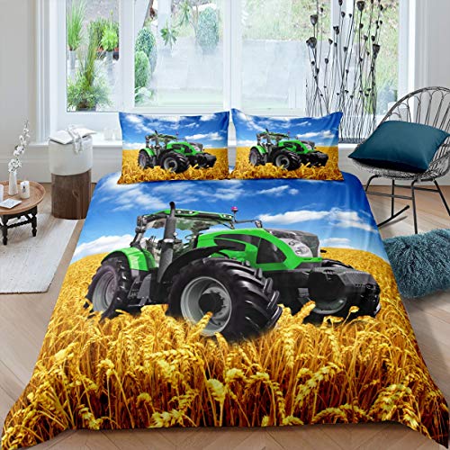 Loussiesd Traktor Bettwäsche Set Kinder 135x200cm Bettwäsche Jungs Teenager Weizenfeld Mähdrescher drucken Bettbezug Set Blau Grün Gold 100% Mikrofaser Betten Set Bauernhöfe Traktor Bettwäsche Jungs Loussiesd Traktor Bettwäsche Set Kinder 135x200cm Bettwäsche Jungs Teenager Weizenfeld Mähdrescher drucken Bettbezug Set Blau Grün Gold 100% Mikrofaser Betten Set Bauernhöfe Traktor Bettwäsche Jungs