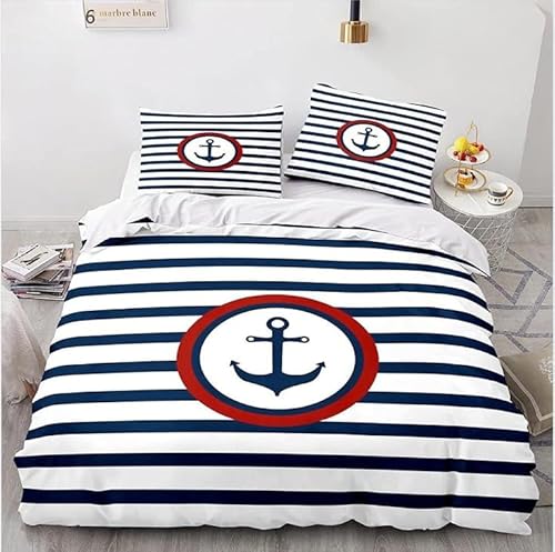 LMMSMGS Bettwäsche 200x200 Anker Bettwäsche-Sets– Weiches Mikrofaser-Set mit Bettbezug 200x200 + 2 Kissenbezüge 80x80 mit Reißverschluss Eckbinder für Mädchen Jungen