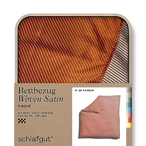  Woven Fade Satin Bettwäsche 240x220cm gestreift Bettdecke Bezug einzeln, Red Fade Hotelqualität mit 100% Baumwolle