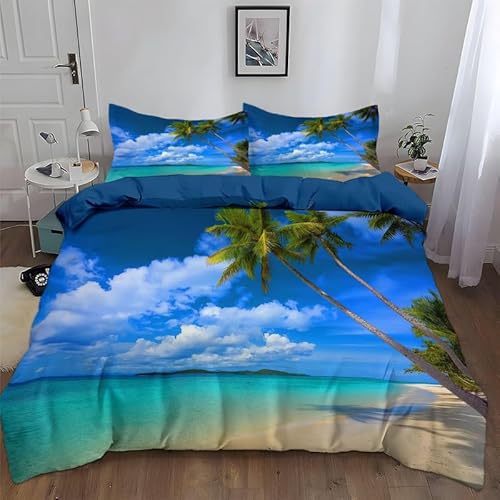 Rptidmv Bettwäsche 135x200 blaues Meer Bettwäsche-Set mit Reißverschluss Schließung (Kinder Jungs Mädchen), Weich Microfaser Bettbezüge + 2 Kopfkissenbezug 80x80 cm