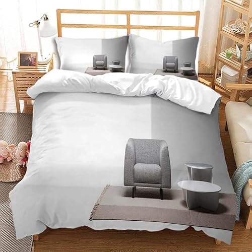 Hausthema Bettwäsche 135x200 3D Drucken Modern minimalistisch Bettwäsche-Sets Weiche Kuschelig Mikrofaser Bettbezug mit 2 Kissenbezüge 80x80 cm mit Reißverschluss W.2492