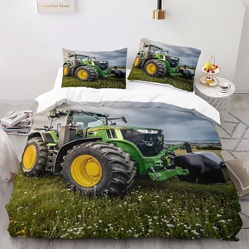Zbeiba Traktor Bettwäsche 155x220,Bettwäsche Sets,Mikrofaser Bettbezug + 2 Kissenbezug?155x220+2 * 50x75,Sti8?