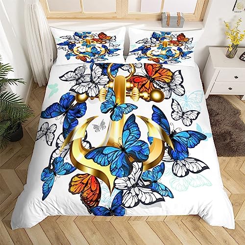 3D Maritim Anker Muster Bettwäsche 135x200 Karikatur Weiche Microfaser Bettwäsche Sets Bettbezug Reißverschluss und 2 Kissenbezug 80x80 cm