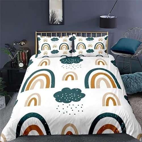 BettwäSche 220x240 Kleiner Regenbogen Mikrofaser Bettbezug 220x240 Set mit 80x80 cm Kissenbezug, BettwäSche-Sets Dunkle Wolken Bügelfrei für Doppelbett mit ReißVerschluss