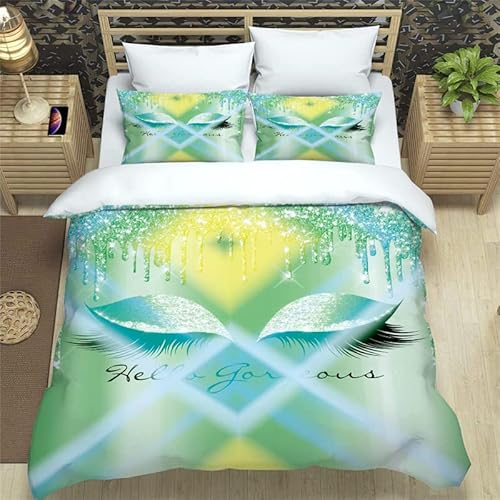 Rodths Auge Bettwäsche 135x200, Bettbezug 135 x 200 2er Set, Weiche Microfaser Deckenbezug mit ReißVerschluss, 1 Kissenbezug 80x80 cm, Bügelfreie Weich Bettdeckenbezug