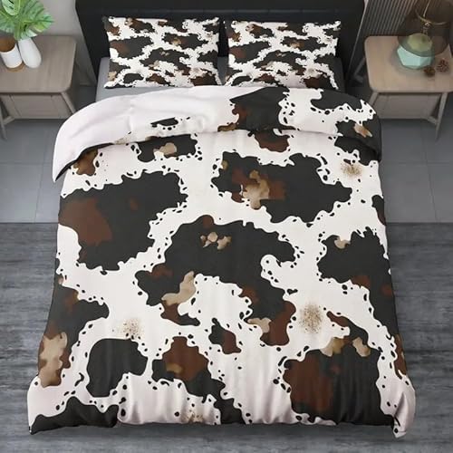 YZQGLHP Bettbezüge 135x200 Leopard, Bettwaesche Rindsleder, Bettbezug Mikrofaser 3teilig, Bettwäsche Weich Atmungsaktiv und 2 Kissenbezüge 80x80 cm, mit Reißverschluss