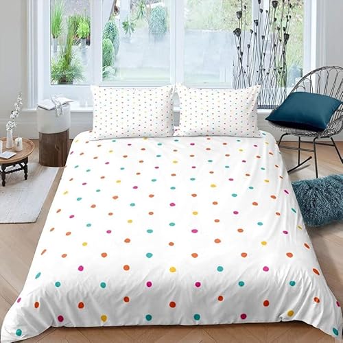 KERRES Bettwäsche 135x200 Bunte Punkte Bettbezug Set 2 Teilig Punkt Kreis Microfaser Weich Bettbezüge + 1 Kissenbezug 80x80 cm, mit Reißverschluss DE1634