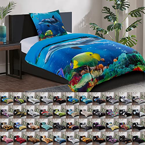 Sanilo® Bettwäsche 135x200 cm, 100% feinste Baumwolle, 2-teilig, Bettbezug, Kissenbezug 80x80cm, Oeko-TEX Zertifiziert (Delphin, 2-teilig 135x200 cm)