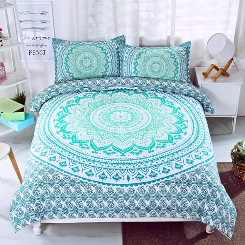 Nayoroom Bettwäsche 135x200 Boho Grün Mandala Blumen Muster Bohemian Bettbezug 2 Teilig Hellgrün Vintage Blümchen Aesthetic Renforce Microfaser Wendebettwäsche Reißverschluss und 1 Kissenbezug 80x80 Nayoroom Bettwäsche 135x200 Boho Grün Mandala Blumen Muster Bohemian Bettbezug 2 Teilig Hellgrün Vintage Blümchen Aesthetic Renforce Microfaser Wendebettwäsche Reißverschluss und 1 Kissenbezug 80x80