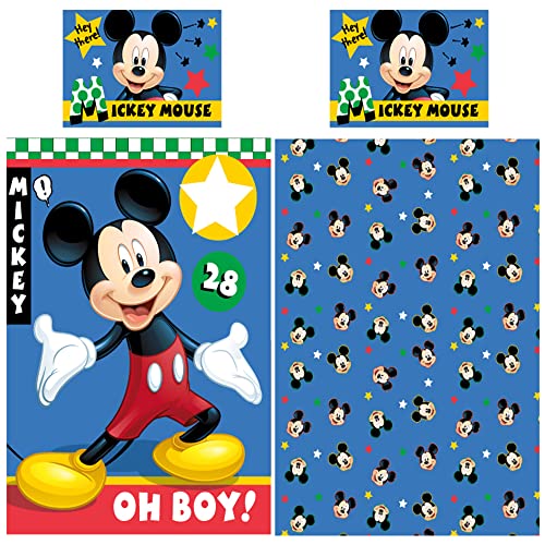 Disney Mickey Mouse Baby-Kleinkind-Bettwäsch e Oh Boy 100 x 135 + 40 x 60 cm 100% Baumwolle in Renforcé-Linon-Qualität Wunderhaus Clubhaus Donald Duck Minnie Maus Wende-Bettwäsche deutsche Größe