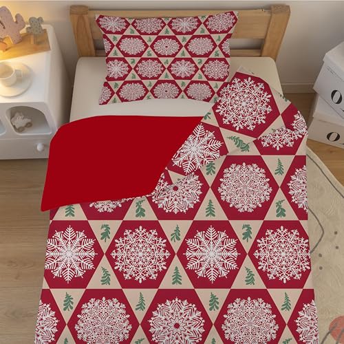 Schneeflocken Blätter Kinderbettwäsche 100x135 cm - Modern Bettwäsche-Sets für Baby Kinder - Weinrot Weich Bettbezug 2 Teilig mit Reißverschluss - Bettbezüge 100 x 135 cm + 2 Kissenbezug 40x60 cm Schneeflocken Blätter Kinderbettwäsche 100x135 cm - Modern Bettwäsche-Sets für Baby Kinder - Weinrot Weich Bettbezug 2 Teilig mit Reißverschluss - Bettbezüge 100 x 135 cm + 2 Kissenbezug 40x60 cm