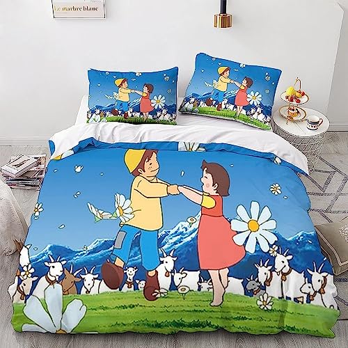 Zbeiba Bettwäsche 135x200 Niedliches Mädchen Headi Bettwäsche Sets auf Microfaser 2 Kissenbezug,Weiche Bequemer Anime Bettbezug Mit Reißveschluss für Kinder(A8,135x200cm+2x80x 80cm)