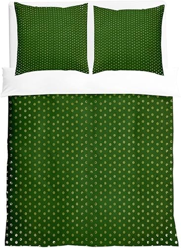 Bettwäsche 135x200 Kinder Punkte Weich Mikrofaser Grünes Motiv Bettwäsche-Sets 3D Bettbezug 3 Teilig Bettbezüge mit Reißverschluss und 2 Kissenbezug 80x80 F.3344