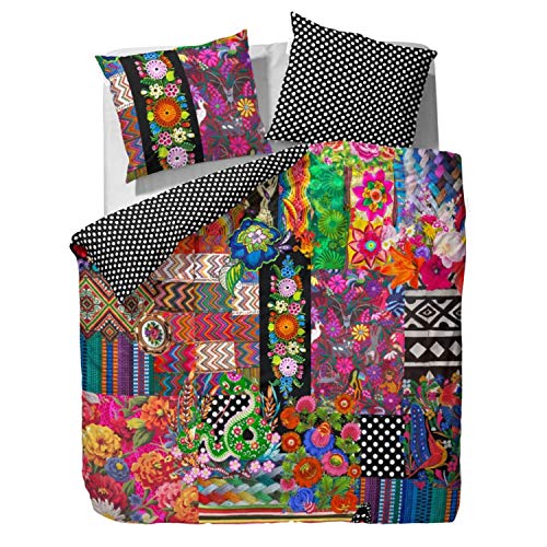 ESSENZA Bettwäsche Noida Multi Satin Patchwork Digitaldruck Bunt Floral Blumen Geblümt, Größe:200 cm x 200 cm
