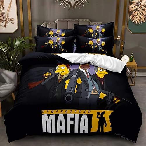 YINGD Simpson s Simpons Bettwäsche-Set für Kinder und Erwachsene, für alle Jahreszeiten, leicht