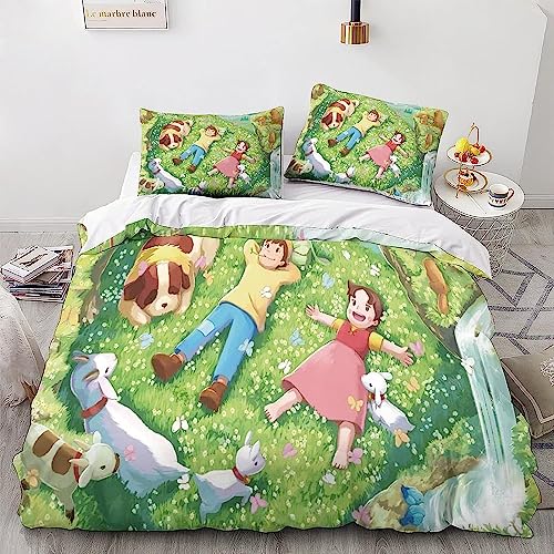 Zbeiba Bettwäsche 135x200 Niedliches Mädchen Headi Bettwäsche Sets auf Microfaser 2 Kissenbezug,Weiche Bequemer Anime Bettbezug Mit Reißveschluss für Kinder(A1,135x200cm+2x80x 80cm)