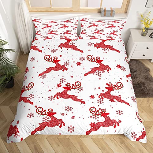 Pechiwuo Bettwäsche 200x200 cm Weihnachten Bettwäsche Winter Bettbezug Weiche Mikrofaser Bettzeug 3D Print Bettbezüge 200x200 cm + 2 Kissenbezug 80x80 cm R789