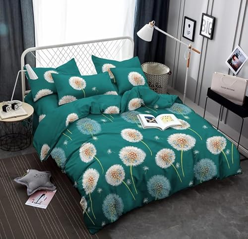 KERRES Bettwäsche 155x220 Mädchen Pusteblume Bettbezug Set 3 Teilig Pflanzenblüten Druck Microfaser Weich Bettbezüge + 2 Kissenbezuge 80x80 cm, mit Reißverschluss DE1524