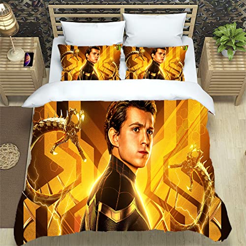 ALJODI Bettbezug Tom Holland, Mikrofaser, Bettbezug mit verdecktem Reißverschluss, 3-teiliges Bettwäsche-Set (A6, 135 x 200 cm + 80 x 80 cm)