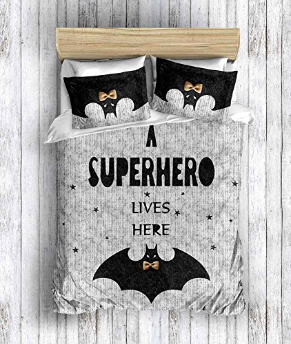 DecoMood 3D Bedruckte 100% Baumwolle Superhelden Bettwäsche-Set, Batman Mottoparty Full/Queen Size Bettdecke/Bettbezug Set, Grau Full/Queen Size Grau DecoMood 3D Bedruckte 100% Baumwolle Superhelden Bettwäsche-Set, Batman Mottoparty Full/Queen Size Bettdecke/Bettbezug Set, Grau Full/Queen Size Grau