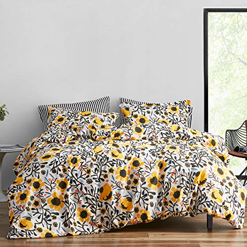 Marimekko - Queensize-Bettbezug-Set, Baumwoll-Perkal-Bettwäsc he mit passenden Kissenbezügen, Ganzjahresdekoration (Mykero Mehrfarbig, Queensize)