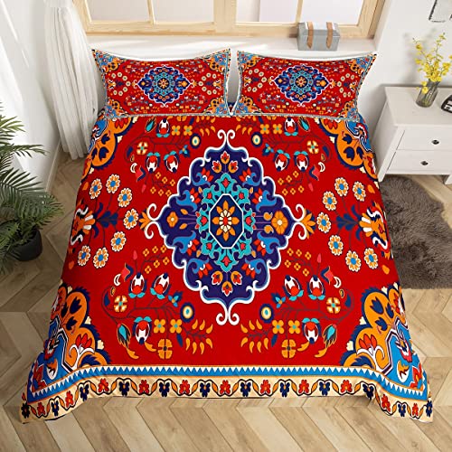 Rustikales Vintage Bettwäsche im Stil, orientalisches Medaillon,, Super King Size Blumen Be ttwäsche Retro Paisley Design, Hippie Blumen Bettwäsche  2