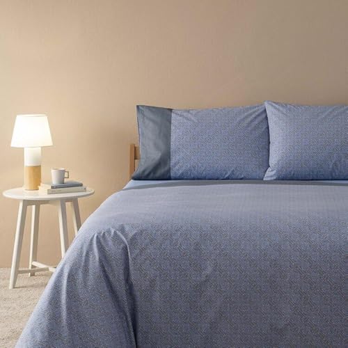 Zucchi Bettwäsche-Set für Doppelbett, Perkal, reine Baumwolle, geometrisches Muster, elegant, blau, Bettbezug 250 x 200 cm + 2 Kissenbezüge, atmungsaktiv, hochwertige Bettwäsche Art. Simply