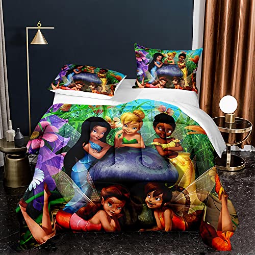 Kids Bettwäsche Tinkerbell,Bettwäsche-Se t Mädchen Kinder,Bettbezug 135x200cm Mit Kissenbezug 80x80cm -Mädchen-Schlafzimmer (t5,135x200cm+80x80cmx1)