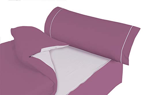 Montse Interiors   Schlafsack Set   für Kinder   Violett & Mauve   Design 'RIBET L'   Deckenbezug 90 x 195 cm + Kissenbezug 110 x 45 cm + Spannbettlaken 90 x 195 cm