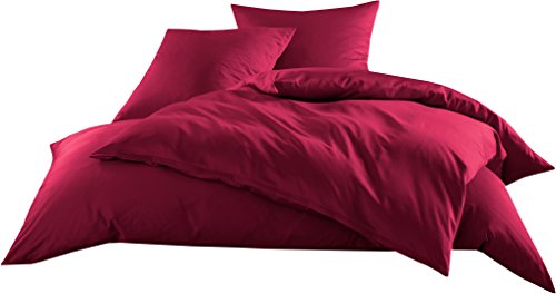 Mako-Satin Baumwollsatin Bettwäsche Uni einfarbig zum Kombinieren (Kissenbezug 80 cm x 80 cm, Pink) viele Farben & Größen