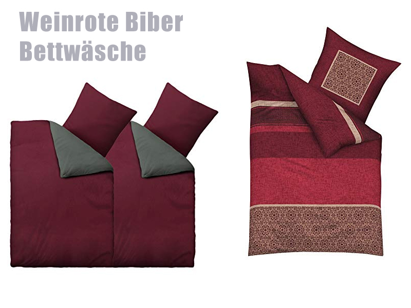 Weinrote Biber Bettwäsche